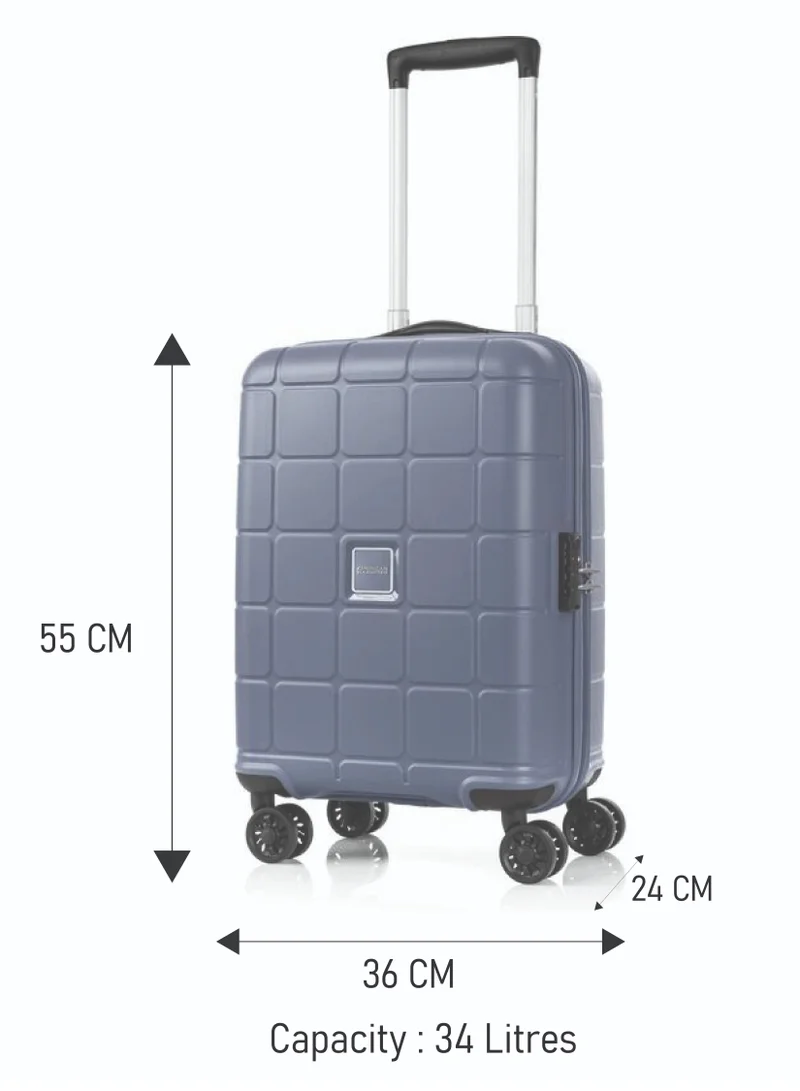American Tourister  Hundo Suitcase, Cabin Size 55 cm / 20 inch, 4 Spinner Wheels, Hard Top, Polypropylene, Flinstone|Spacious Interior|DuoSaf™ Security Zipper|TSA Combination Lock - 3 Years International Warranty  | Best Price UAE