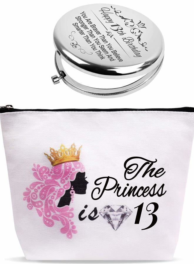 DORADREAMDEKO 13th Birthday Decorations for Girls, 2 Piece Set, Silver, Modern, Princess Theme, Special Message, HOME MIRROR, Mirror - Image 1