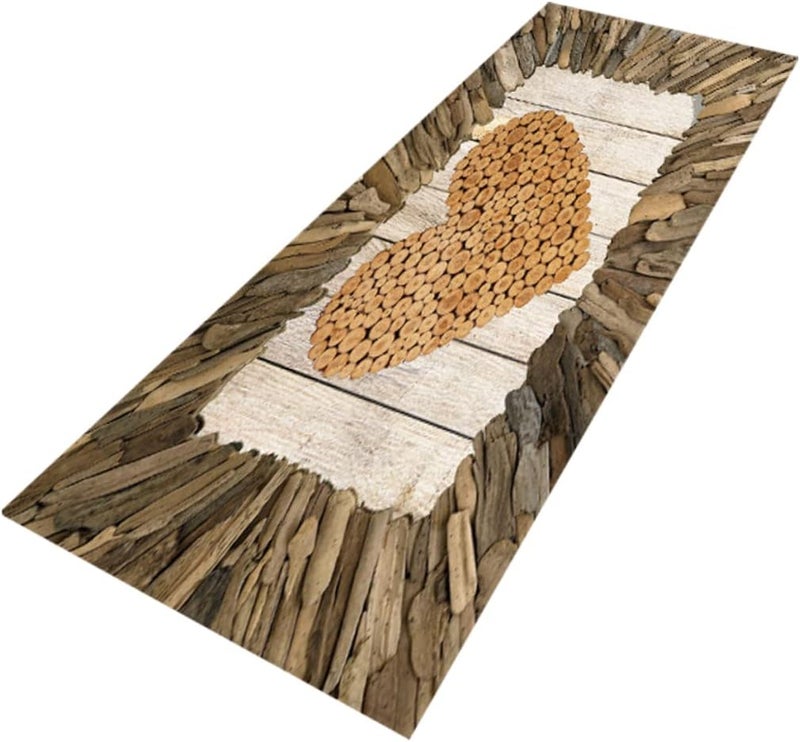 klarako Carpet Non-slip for Carpets Wooden Mat Creative Pattern Cm Supplies Bedroom Foot Bathroom Washroom Heart - Image 1