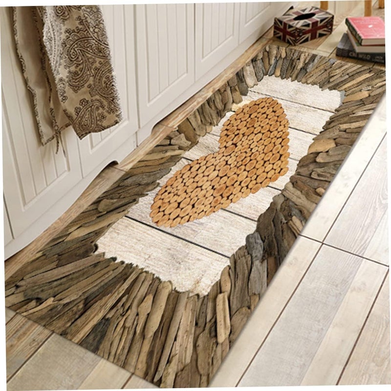 klarako Carpet Non-slip for Carpets Wooden Mat Creative Pattern Cm Supplies Bedroom Foot Bathroom Washroom Heart - Image 4