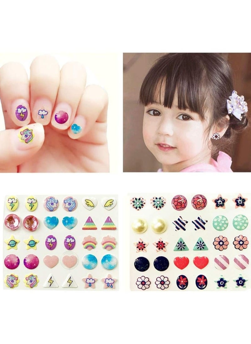 Sticker Earrings 240 Piece 3D Gems Sticker Girls Sticker Earrings Self-Adhesive Glitter Craft Crystal Stickers Stick on Earrings for Toddlers  - Image 5
