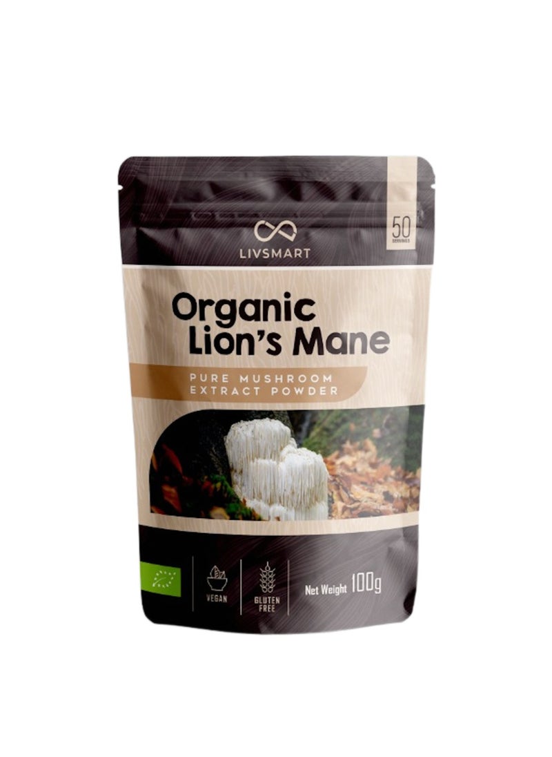LIVSMART Organic Lions Mane Mushroom Powder 100g  - Image 1