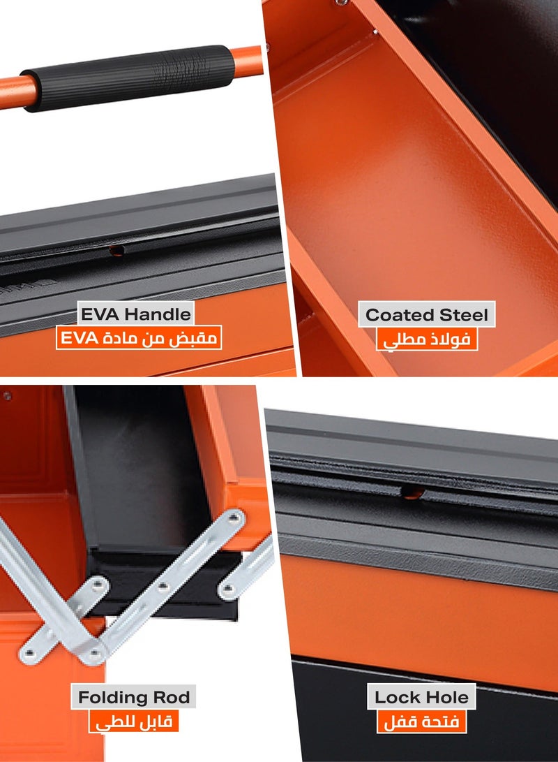 هومستر صندوق تخزين وتنظيم أدوات معدني مكون من 5 أدراج، متين بمقبض واحد بسعة كبيرة قابل للطي لأعلى مع فتحة قفل لورش العمل المنزلية والمرآب والصيانة - Image 4