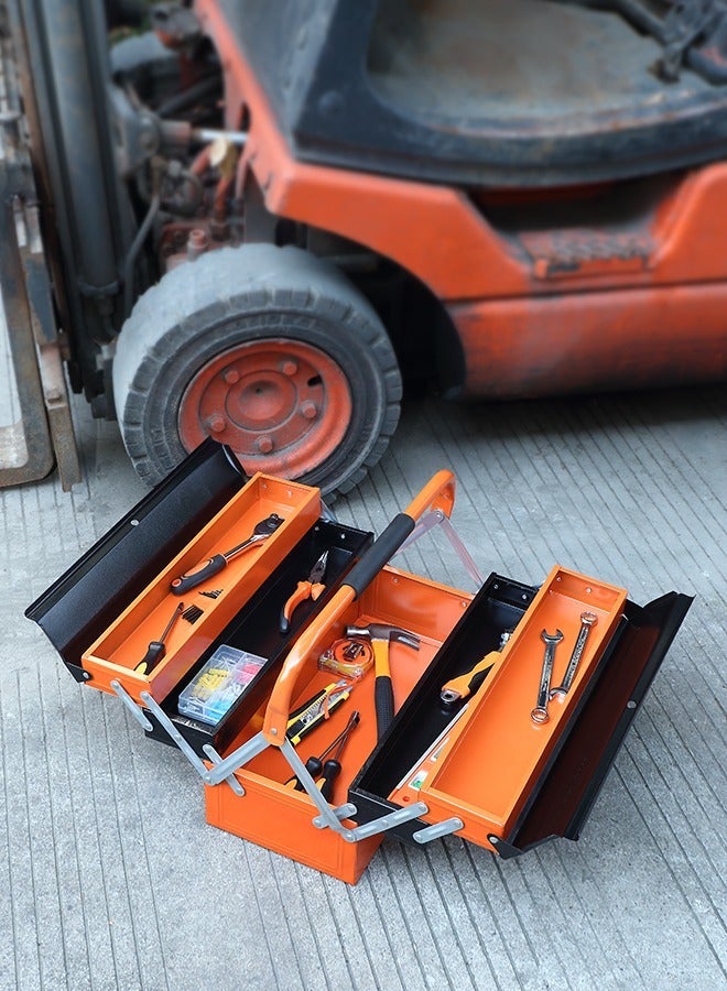 هومستر صندوق تخزين وتنظيم أدوات معدني مكون من 5 أدراج، متين بمقبض واحد بسعة كبيرة قابل للطي لأعلى مع فتحة قفل لورش العمل المنزلية والمرآب والصيانة - Image 2