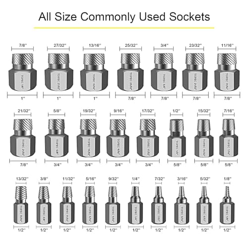 Topec 25Pcs-Double Head Screw Extractor Set, Newest Version 3/8” Drive 2-in-1 Functional Easy Out Bolt Extractor Set, Premium CR-MO Steel Rounded Bolt Remover - Image 2