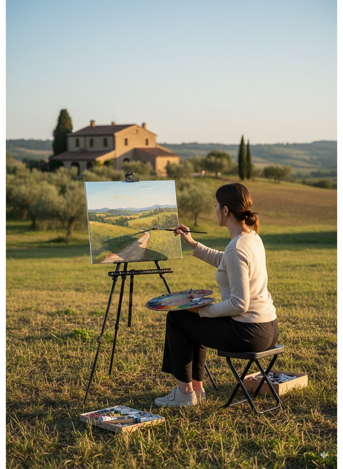 Portable Lightweight Tripod Easel for Professional Artists, Metal Display Easel Stand with Adjustable Height for Painting, Display and Advertisement Purposes - Image 2