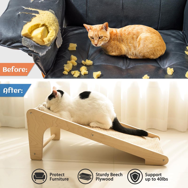 PETKARAY Cat Scratcher, Cat Sisal Scratching Ramp, L Shape Cat Scratch Pad for Indoor Cats, Wall Furniture Protector with Catnip Large - Image 5
