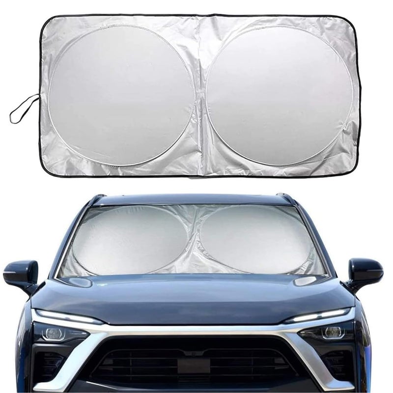 الكبريت مظلة الشمس للزجاج الأمامي للسيارة من Sulfar مع حقيبة تخزين قابلة للطي مظلة واقية من الشمس للسيارة تحجب بشكل فعال الأشعة فوق البنفسجية حماية الزجاج الأمامي ملحقات تبريد السيارة الداخلية كبير 160 × 885 سم