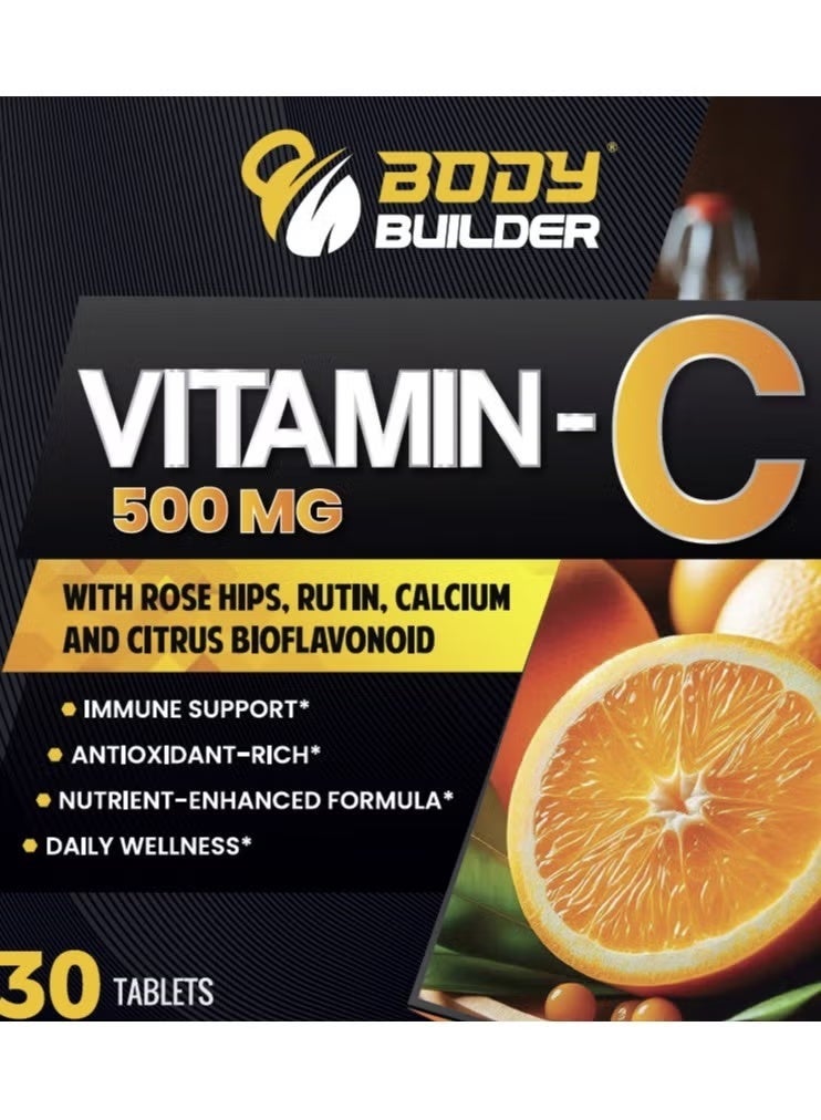 Body Builder Vitamin C 500 mg 30 Tablets-Manufactured in USA FDA,GMP Certified Facility- Supports Immune Health Rich in Antioxidants - Image 4