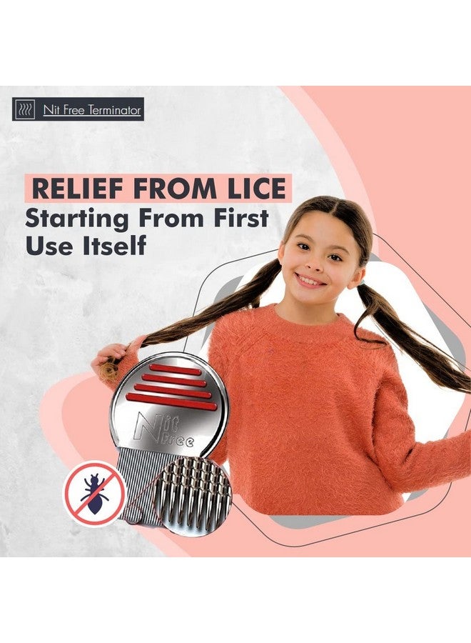 Nit Free Terminator Lice Comb, Professional Stainless Steel Louse And Nit Comb For Head Lice Treatment, Removes Nits (2022 New Model) - Image 2