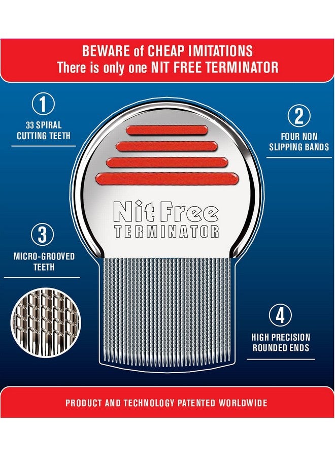 Nit Free Terminator Lice Comb, Professional Stainless Steel Louse And Nit Comb For Head Lice Treatment, Removes Nits (2022 New Model) - Image 4