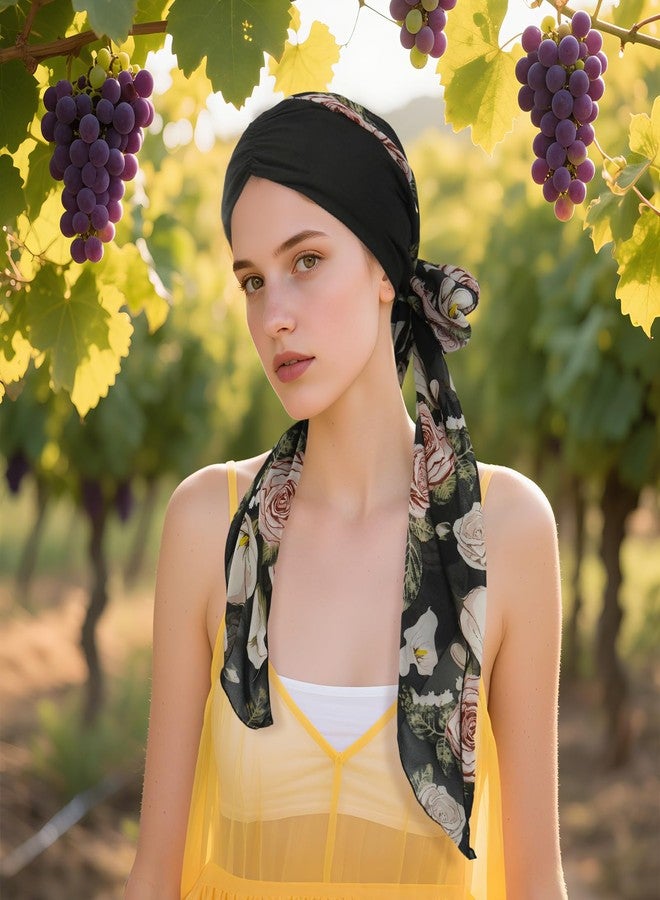 DOCILA Chemo Headwear Rose Flower Long Head Scarf For Women Hair Cancer Balding Head Covering Turban Patients Beanie Skull Caps - Image 4