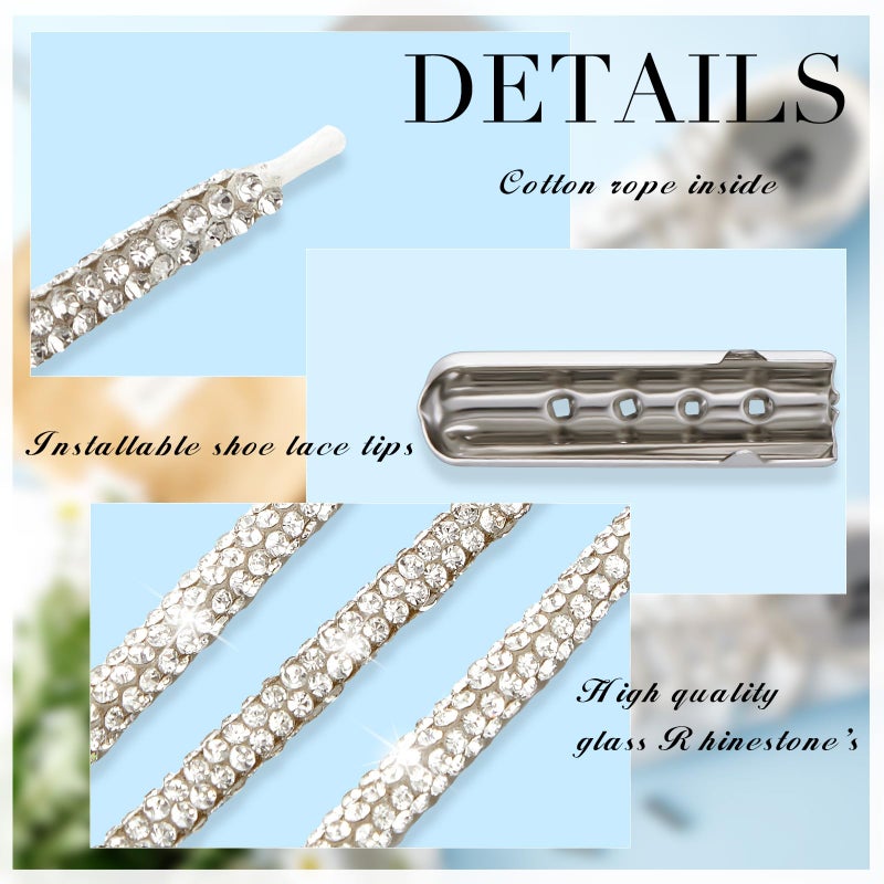 MTLEE Rhinestone Shoe Laces Bling Shoe Laces Rhinestone Diamond Hoodie String Glitter Cords for Sneakers with Aglets(10.94 Yards,Vivid Color) - Image 3