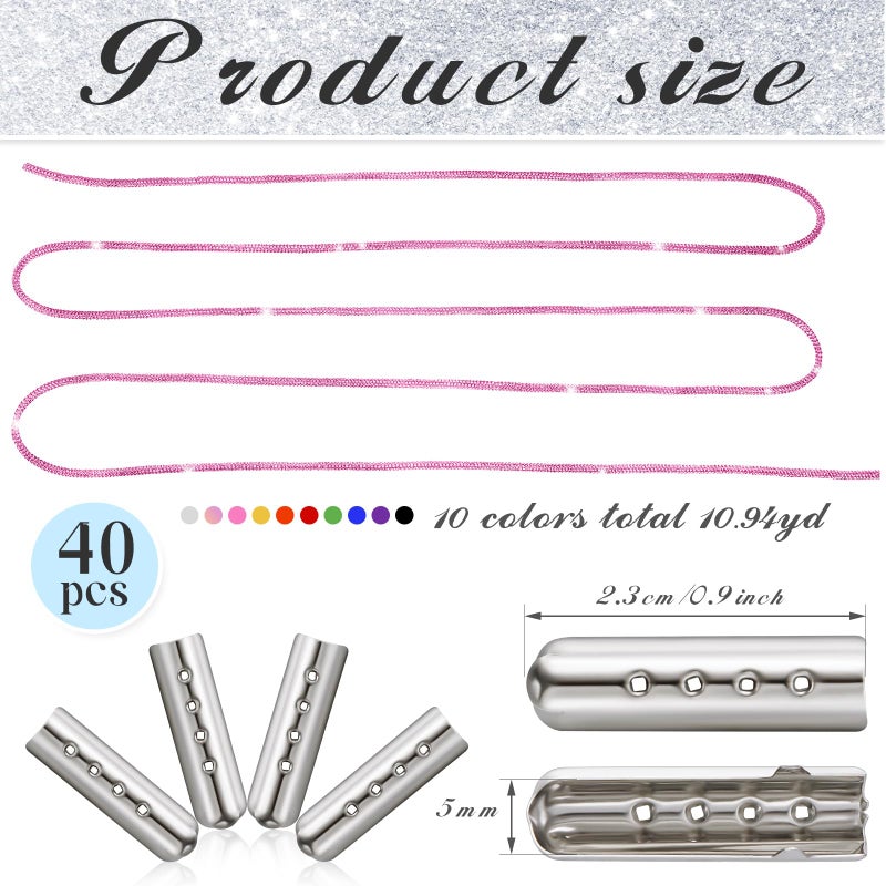 MTLEE Rhinestone Shoe Laces Bling Shoe Laces Rhinestone Diamond Hoodie String Glitter Cords for Sneakers with Aglets(10.94 Yards,Vivid Color) - Image 2