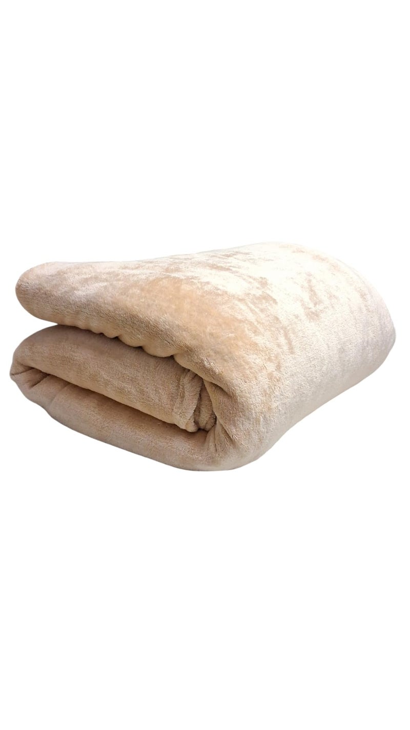 CHANDRAVATI Premium Plush Solid Summer Single Bed Dohar/Ac Blanket | 200 GSM Reversible Lightweight Cozy Soft for Single Bed, Sofa, Couch, Travel & Camping || (Beige, Double) - Image 1