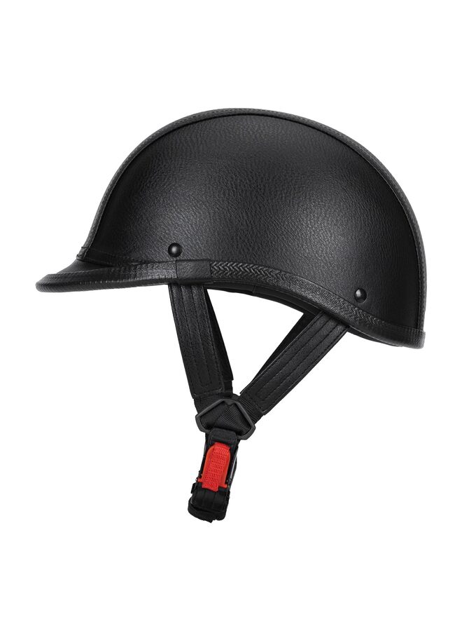 Handmade Leather Motorcycle Helmet Retro Half Face Helmet for Adults Men and Women, Lightweight Open Face 1/2 Vintage Helmets for Moped Cruiser Scooter (Black XXXL) - Image 3