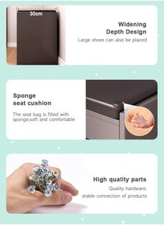 Occuwzz Shoe Bench Wooden Shoe Cabinet Shoe Storage With Cushion Entryway Shoe Rack With Bench 1 Shelve 8 Pairs Of Shoes 80X30X42 Cm Wooden  - Image 5