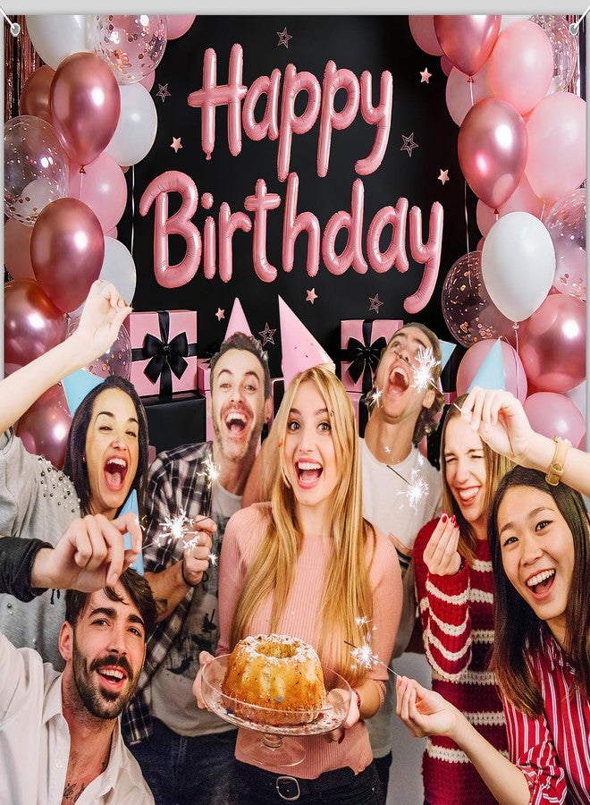 Avezano Women Happy Birthday Banner Pink and Black Birthday Decorations - Image 3