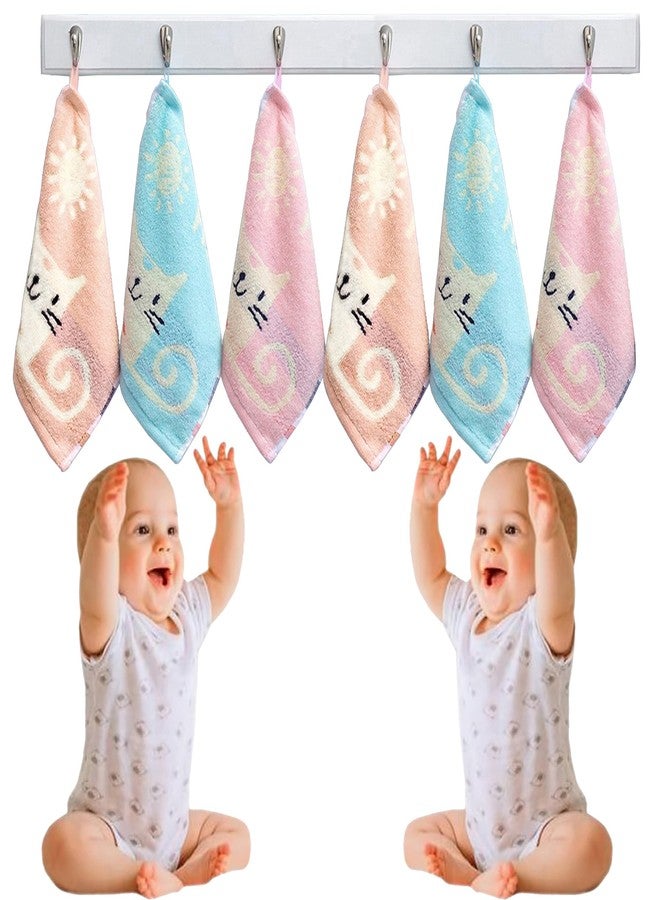 MOM CARE 100% Cotton Face Towels for Newborn Baby Super Soft Wash Cloth for Babies, Extra Soft hankies, Reusable Napkins High Absorbent Pack of 3 Multi Color 26 x 26 cm - Image 1
