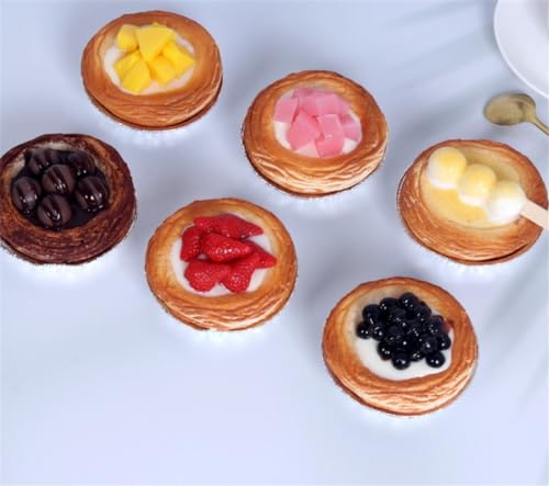 Skyseen 6PCS Artificial Fruit Tart Cake Fake Simulation Realistic Bread Cupcake Dessert for Decoration Display Props - Image 2