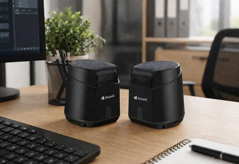 USB Speaker with powerful 3W x 2 stereo sound, clear quality, direct connection without setup, compact size and high performance for PC and laptop, model K500 - Image 5