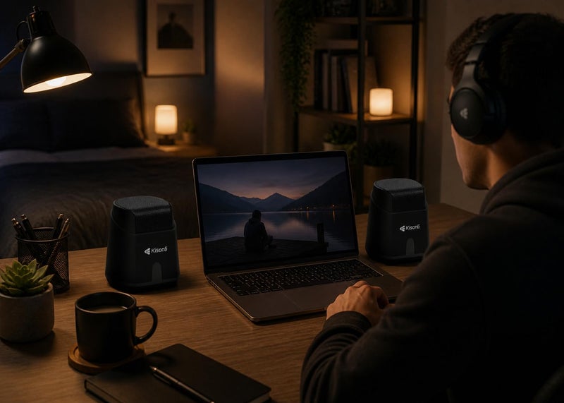 USB Speaker with powerful 3W x 2 stereo sound, clear quality, direct connection without setup, compact size and high performance for PC and laptop, model K500 - Image 4