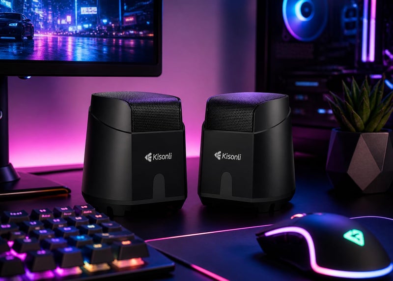 USB Speaker with powerful 3W x 2 stereo sound, clear quality, direct connection without setup, compact size and high performance for PC and laptop, model K500 - Image 2