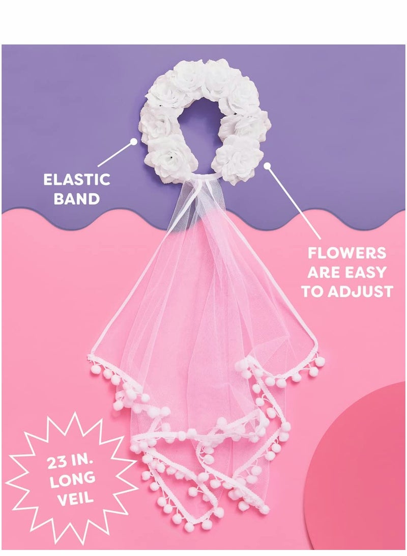 Bachelorette Party Decoration Kit,  Flower Crown Bridal Wedding Veil White for Bachelorette Bridal Shower Engagement Wedding Party Favor - Image 5