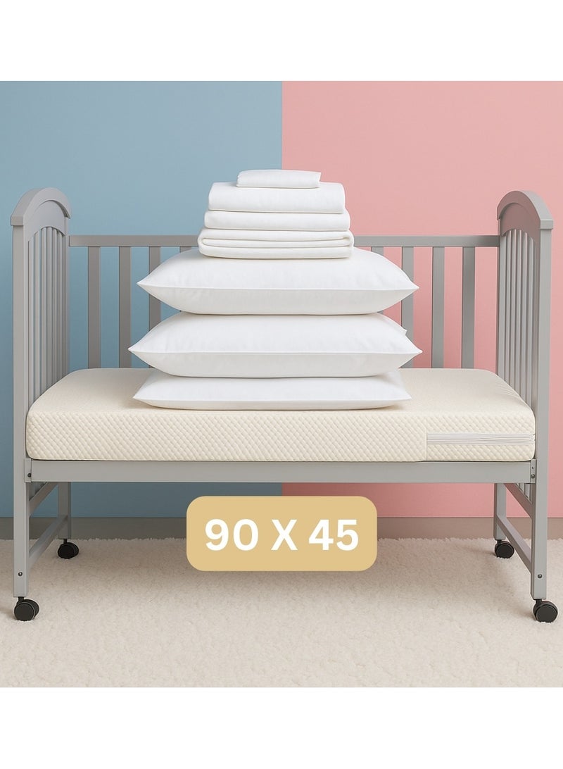 F.A.M.S Luxury Baby Mattress Dream Box Set – Newborn Sleep Essentials with Cotton Bedding, Baby Pillows, Protectors & Surprise Gift - Image 1