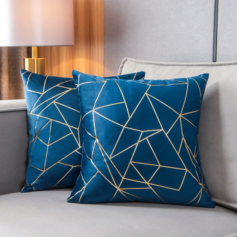 YONGLIU YONGLIU Throw Pillow Covers Velvet Decorative 2 Packs Ultra-Soft Cushion Case for Christmas Sofa Bedroom Car Living Room (Galaxy Blue  20""X20"")  - Image 1