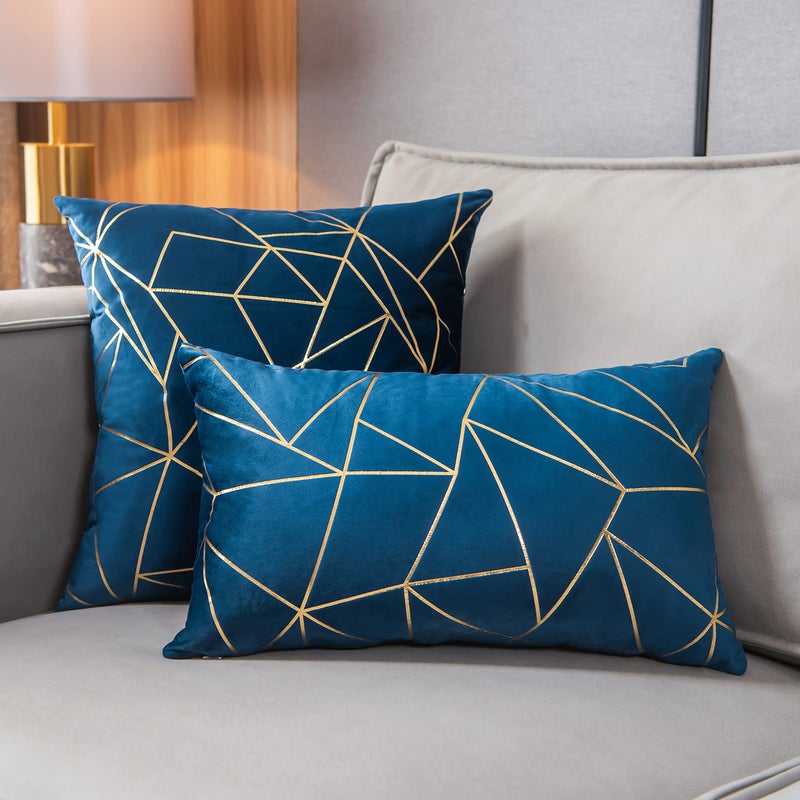 YONGLIU YONGLIU Throw Pillow Covers Velvet Decorative 2 Packs Ultra-Soft Cushion Case for Christmas Sofa Bedroom Car Living Room (Galaxy Blue  20""X20"")  - Image 4
