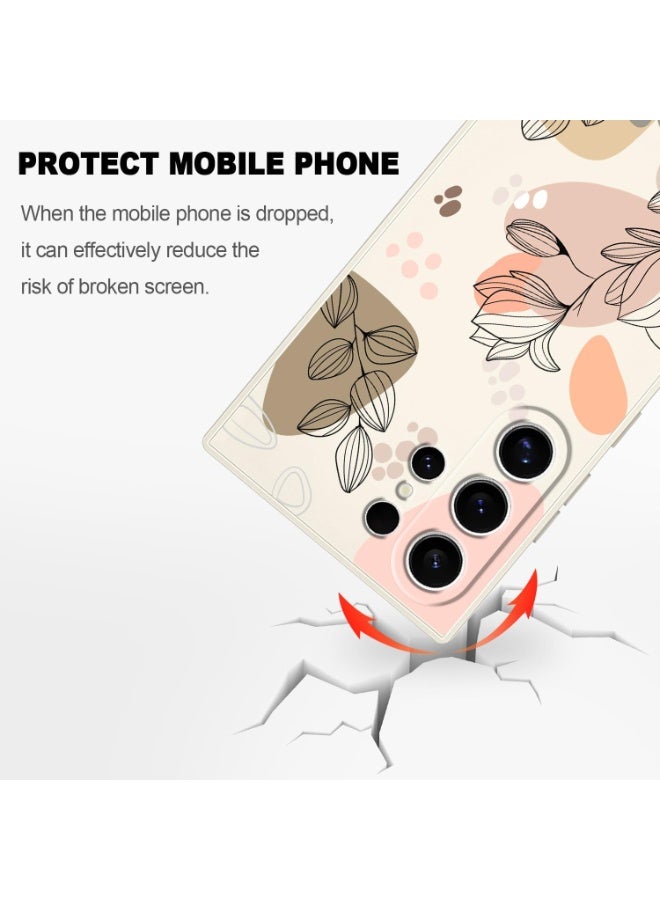 فكرة لحافظة Samsung Galaxy S25 Ultra تصميم إبداعي بنمط زهور رفيع وناعم من السيليكون لحماية هاتف Galaxy S25 Ultra (أبيض موراندي، Samsung Galaxy S25 Ultra) - Image 3