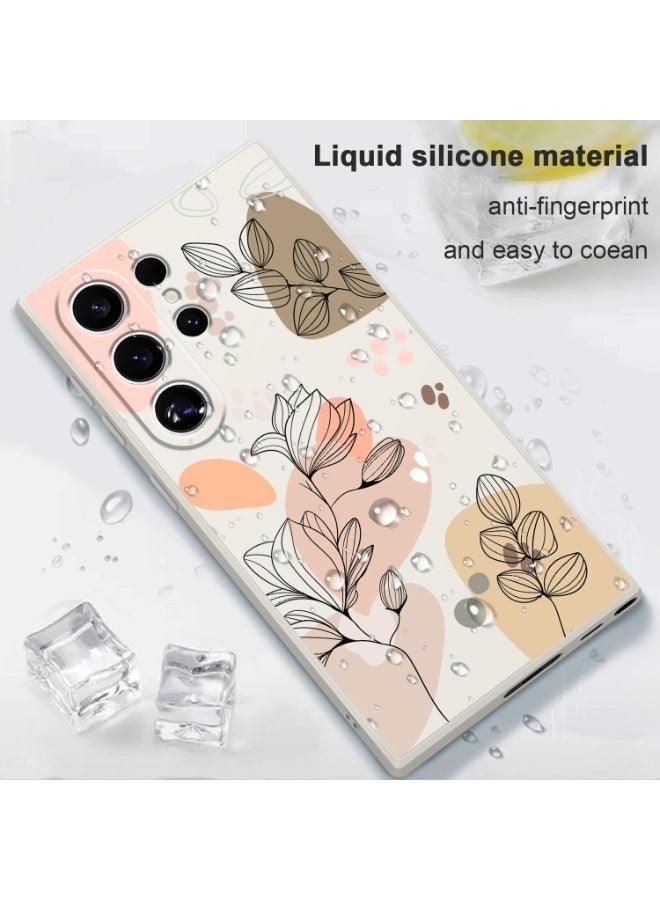 فكرة لحافظة Samsung Galaxy S25 Ultra تصميم إبداعي بنمط زهور رفيع وناعم من السيليكون لحماية هاتف Galaxy S25 Ultra (أبيض موراندي، Samsung Galaxy S25 Ultra) - Image 2