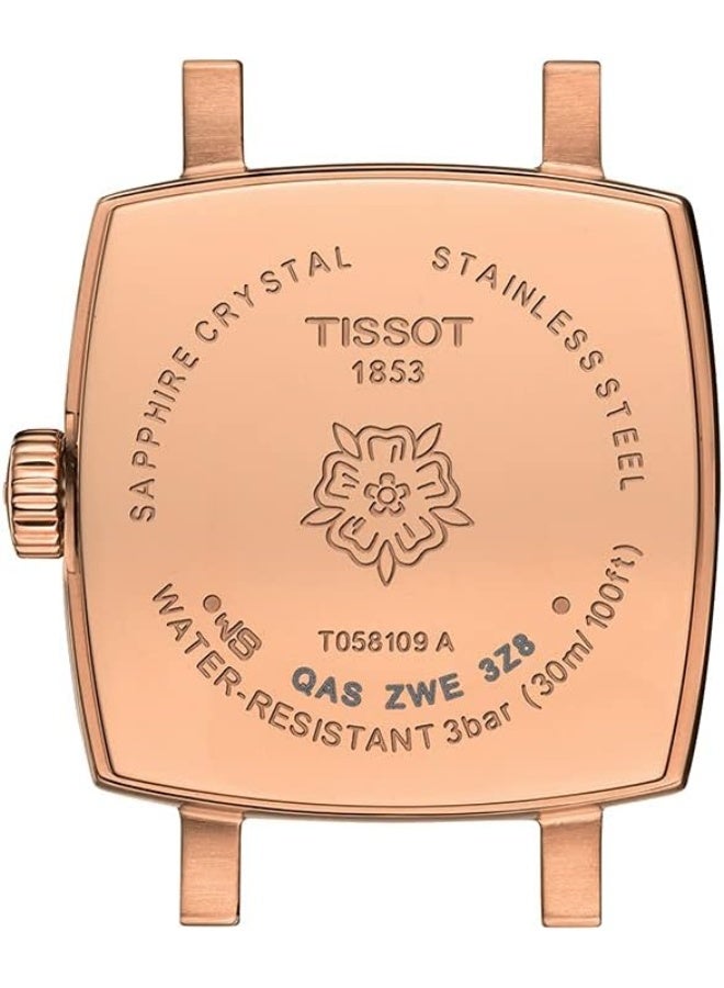 TISSOT Women's Lovely 316L Stainless Steel case with Rose Gold PVD Coating Swiss Quartz Watch with Faux Leather Strap, Multicolor, 9 (Model: T0581093703600), Brown, Beige, Quartz Watch - Image 3