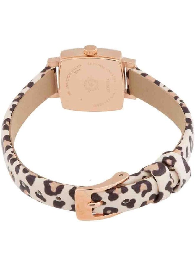 TISSOT Women's Lovely 316L Stainless Steel case with Rose Gold PVD Coating Swiss Quartz Watch with Faux Leather Strap, Multicolor, 9 (Model: T0581093703600), Brown, Beige, Quartz Watch - Image 5