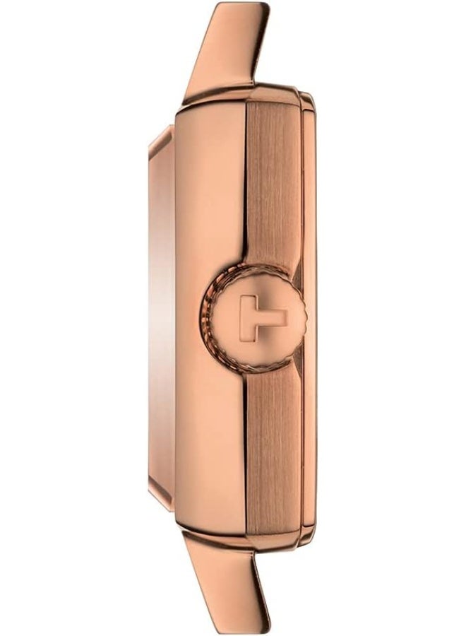 TISSOT Women's Lovely 316L Stainless Steel case with Rose Gold PVD Coating Swiss Quartz Watch with Faux Leather Strap, Multicolor, 9 (Model: T0581093703600), Brown, Beige, Quartz Watch - Image 2