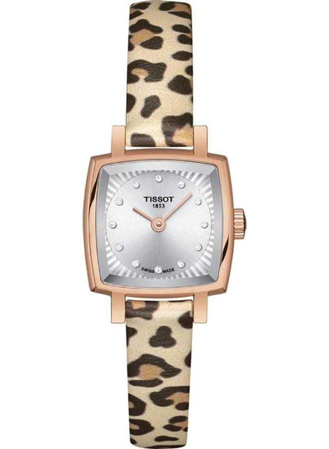 TISSOT Women's Lovely 316L Stainless Steel case with Rose Gold PVD Coating Swiss Quartz Watch with Faux Leather Strap, Multicolor, 9 (Model: T0581093703600), Brown, Beige, Quartz Watch - Image 1