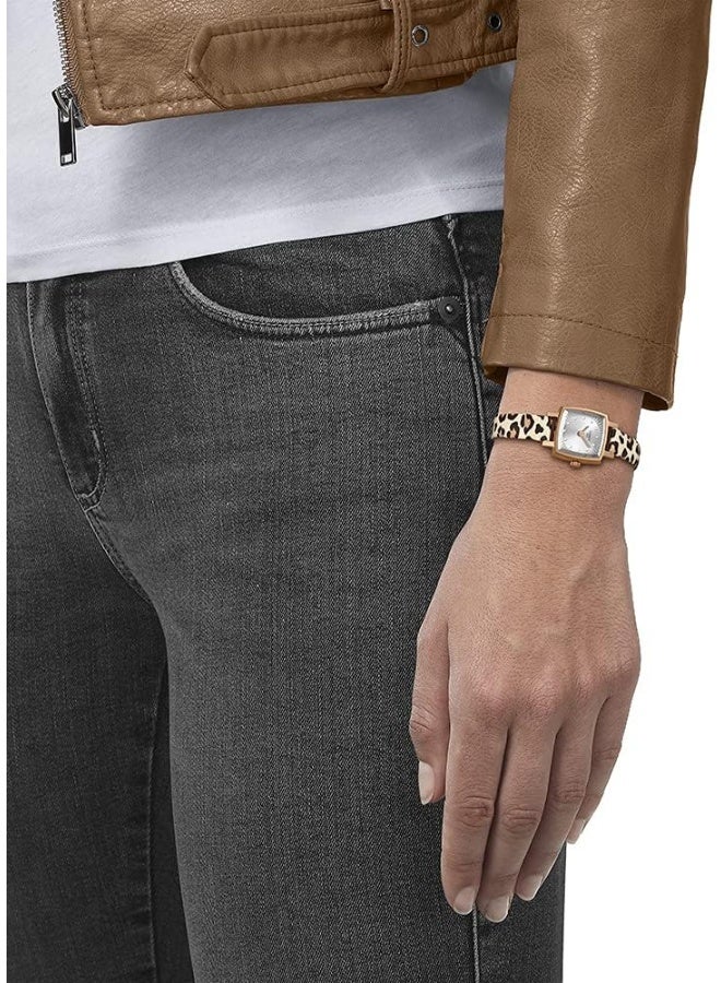TISSOT Women's Lovely 316L Stainless Steel case with Rose Gold PVD Coating Swiss Quartz Watch with Faux Leather Strap, Multicolor, 9 (Model: T0581093703600), Brown, Beige, Quartz Watch - Image 4