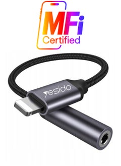 Yesido Audio Cable AUX 3.5MM Lightning To Headphone Adapter 3.5millimeter Black