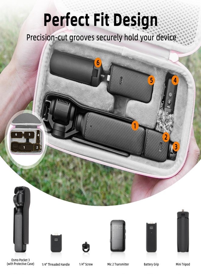 BRDRC حقيبة BRDRC Osmo Pocket 3، حقيبة حمل محمولة، حقيبة تخزين صلبة واقية لملحقات كاميرا DJI Osmo Pocket 3 Creator Combo مع معصم وحلقة تعليق (أسود) - Image 2