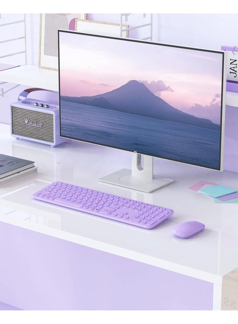 Wireless Keyboard and Mouse Combo – Full Size, Dual USB & Type-C Receiver, Stylish Design for Laptop, PC, MacBook – Purple - Image 3