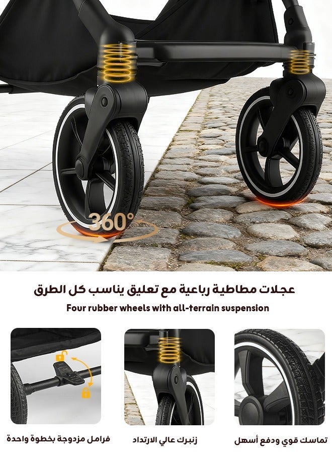 Ominii Premium Reversible Baby Stroller, One-Hand Fold and Suitcase-Style Pulling, Lightweight and Smooth to Push, Breathable and Comfortable for Outings from 0–36 Months - Image 5