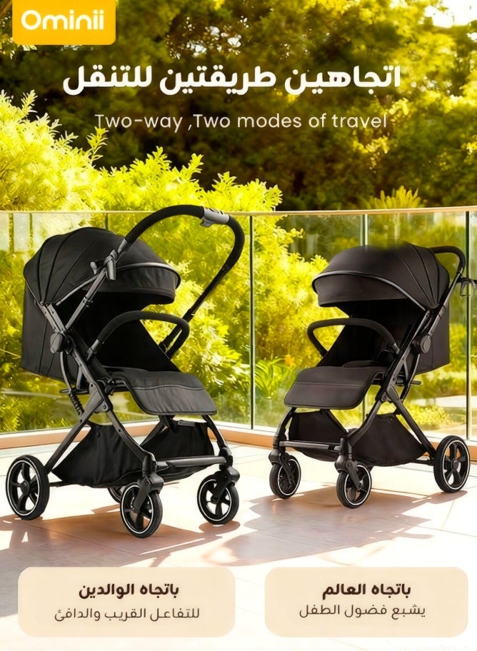 Ominii Premium Reversible Baby Stroller, One-Hand Fold and Suitcase-Style Pulling, Lightweight and Smooth to Push, Breathable and Comfortable for Outings from 0–36 Months - Image 2
