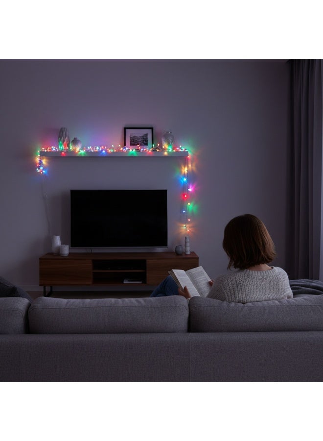 نجفة شوب فرع LED ألوان ميكس 25متر،إضاءة زينة متعددة الألوان للمناسبات والديكور،لو عايزة أجواء احتفالية في المكان،فرع الليد ألوان ميكس هو الإضافة اللي هتغيّر شكل أي مساحة في ثواني.  الإضاءة الملونة المتحركة بتعمل مظهر مبهر يناسب كل المناسبات،عيد ميلاد، رمضان، حفلات، تصوير، أو حتى تغيير مود الغرفة كل يوم. الفرع بيجمع بين عدة ألوان زاهية “أحمر،أزرق،أخضر،أصفر” مع لمعان عالي يعطي تأثير رائع على الحائط أو الأثاث. - Image 2