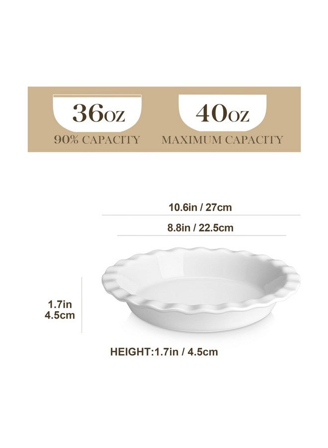 MALACASA Ceramic Pie Pan Set of 2, 9 inch, 40 oz Round Pie Dishes with Fluted Edges, Non Stick, For Quiche, Apple Pies, Pot Pies & More - Image 2