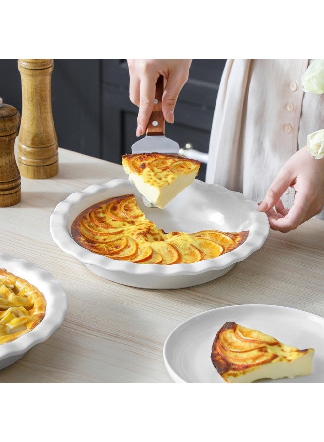MALACASA Ceramic Pie Pan Set of 2, 9 inch, 40 oz Round Pie Dishes with Fluted Edges, Non Stick, For Quiche, Apple Pies, Pot Pies & More - Image 5