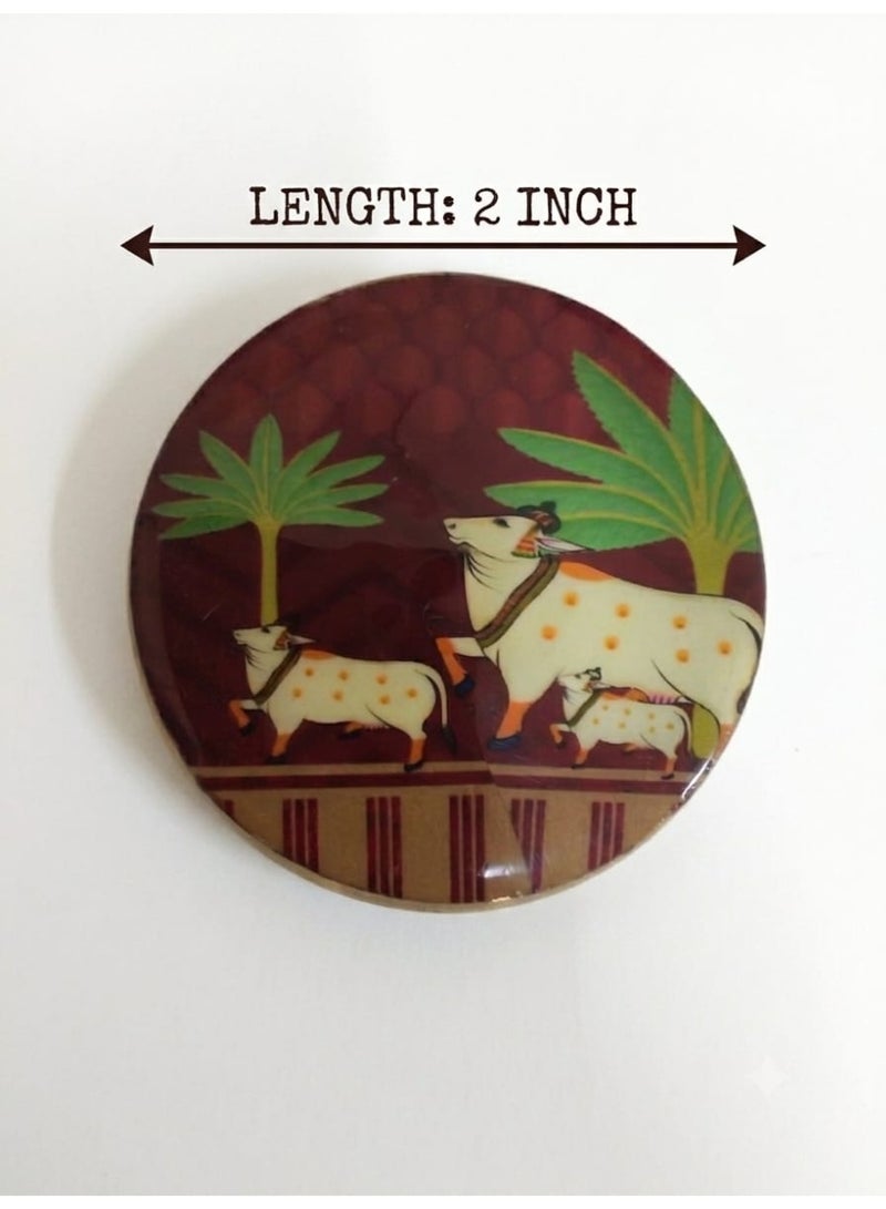 Kumkum Holder brass with Kamadhenu Design-Screw Lid - Image 3