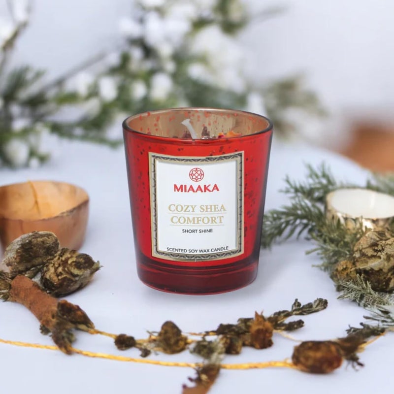 MIAAKA MIAAKA Short Shine Jar Hand Poured Scented Candle Cozy Shea Comfort Fragrance 140gm - Image 4