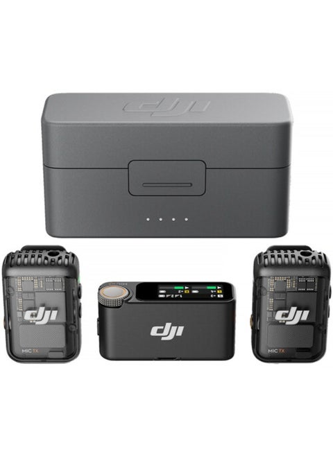 نظام ميكروفون/مسجل رقمي لاسلكي مدمج لشخصين من DJI Mic 2 للكاميرا والهواتف الذكية (2.4 جيجاهرتز)