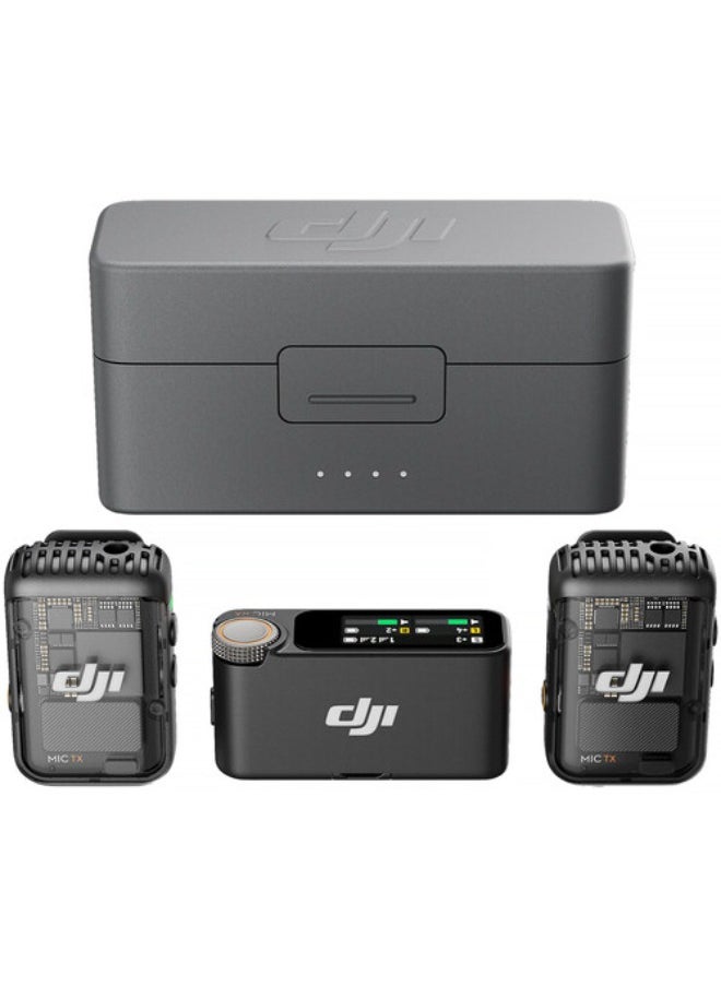 نظام ميكروفون/مسجل رقمي لاسلكي مدمج لشخصين من DJI Mic 2 للكاميرا والهواتف الذكية (2.4 جيجاهرتز)